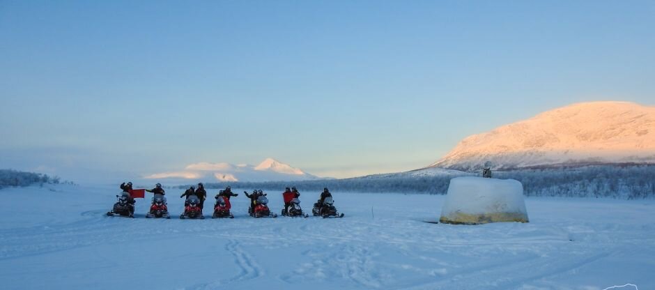 Snowmobiling to the Three-Country Cairn