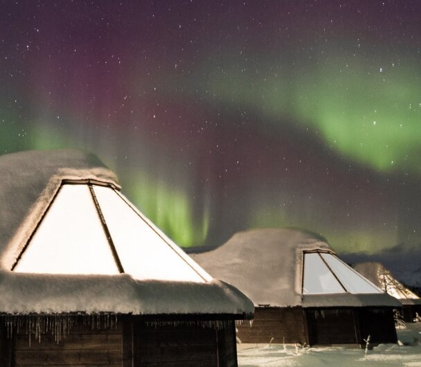 Glass Igloo Cabins in Lapland with Northern Lights