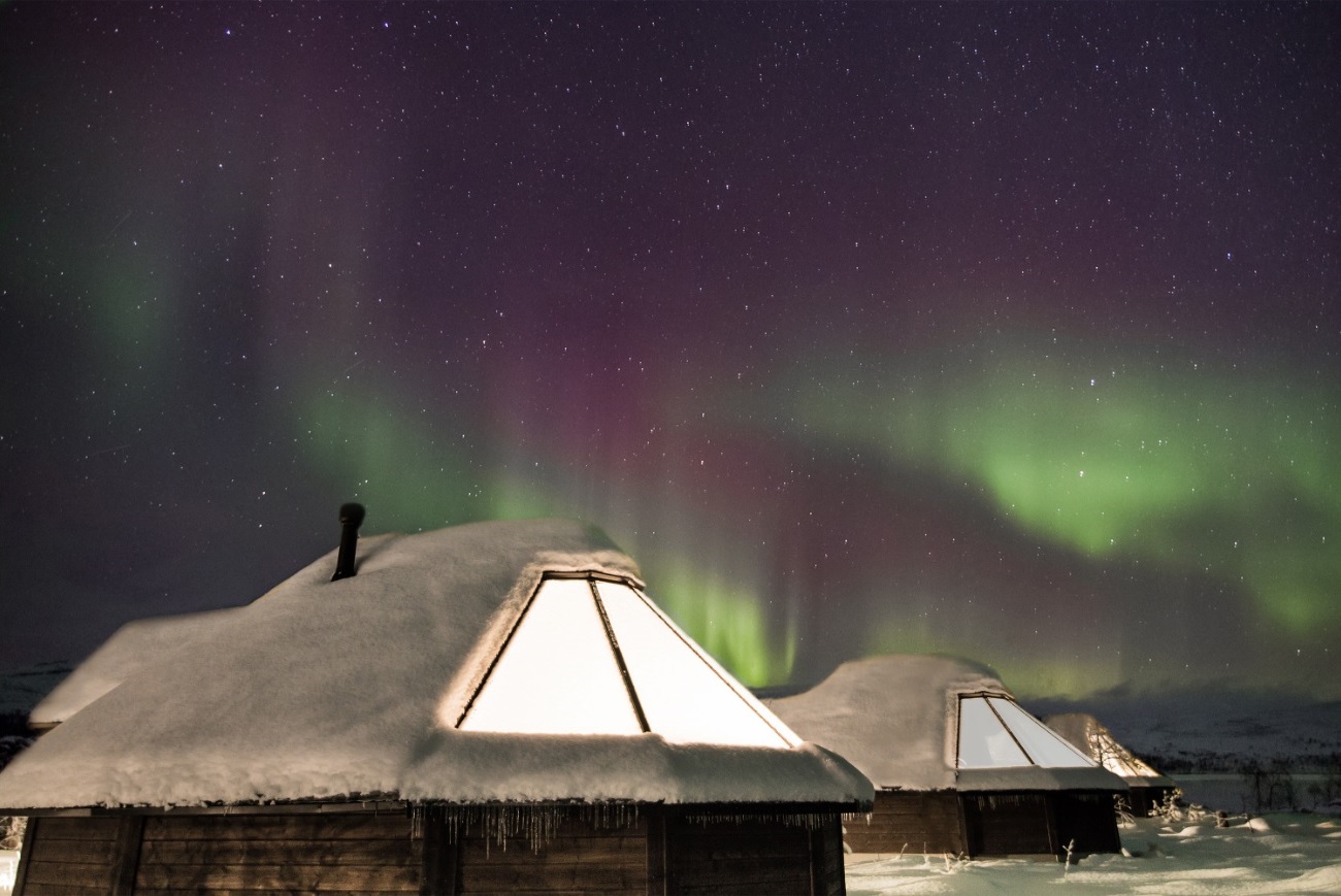 Glass Igloo Cabins in Lapland with Northern Lights