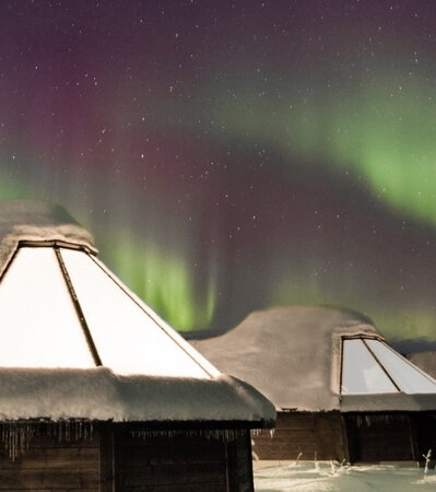 Glass Igloo Cabins in Lapland with Northern Lights