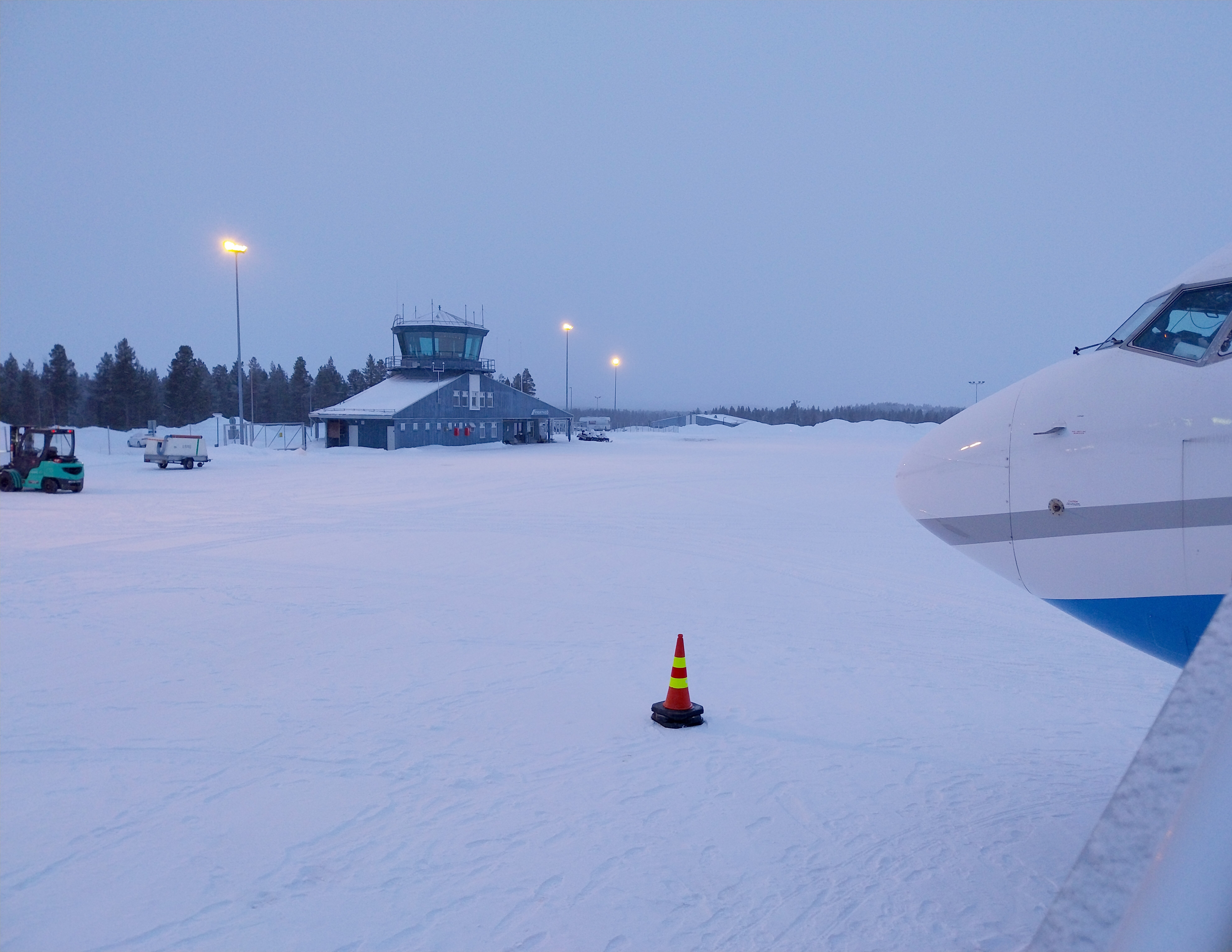 Our charter plane arriving at Enontekio Airport in Finland