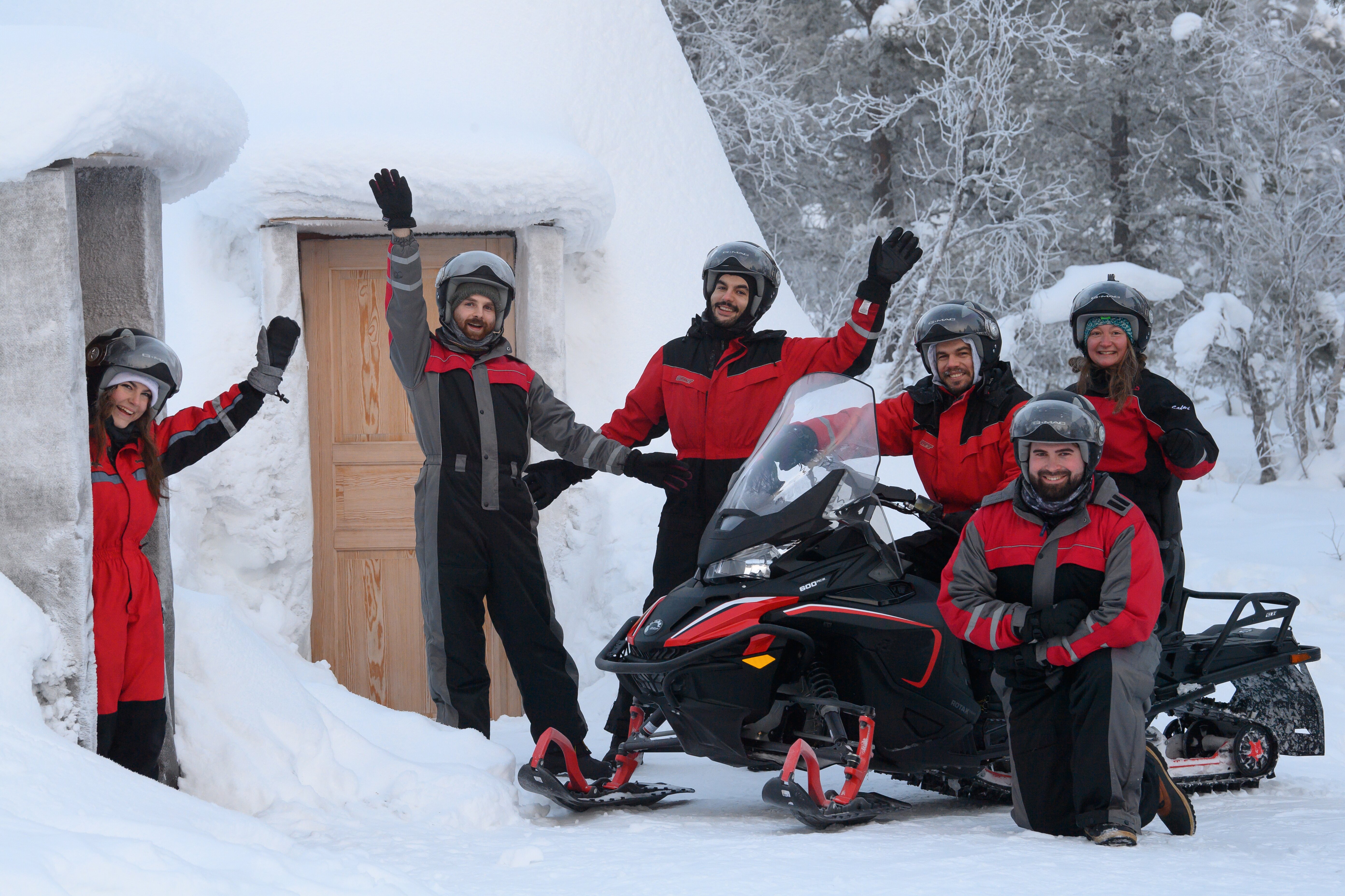 Transun staff in snow