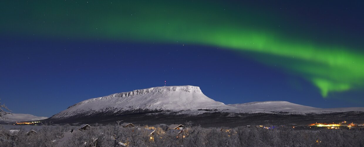 Saana Fell with the Northern Lights in Kilpisjarvi, Finland