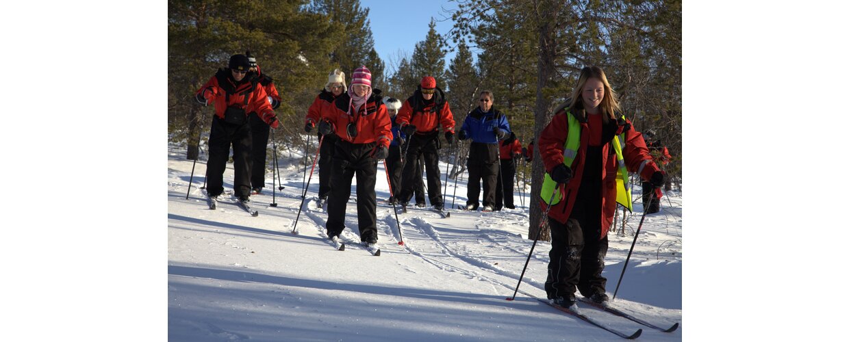 Guests participating in Transun's Cross-Country Ski School and Guided Tour excursion